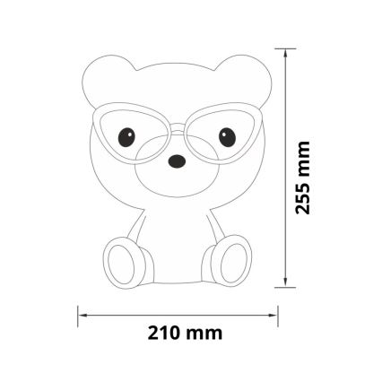 Светодиодный детский ночник с регулированием яркости LED/2,5W медведь розовый