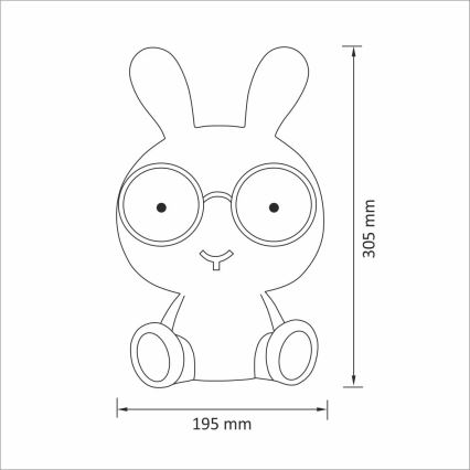 Светодиодный детский ночник с регулированием яркости LED/2,5W кролик синий