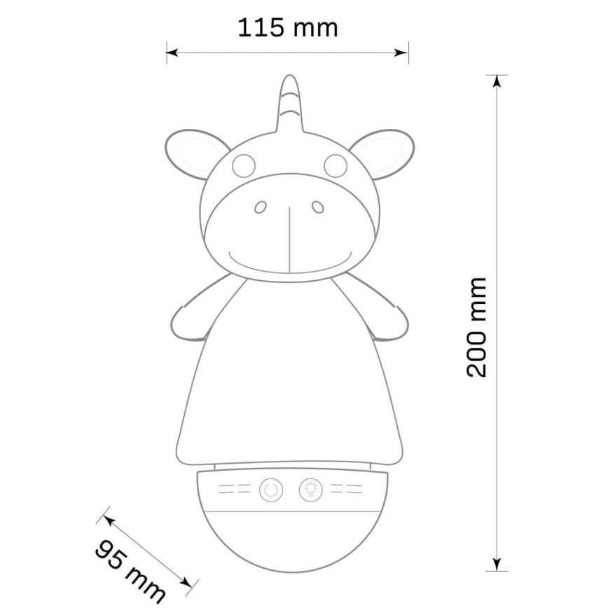 Светодиодный детский RGB-ночник с мелодией 3xAAA/5V единорог