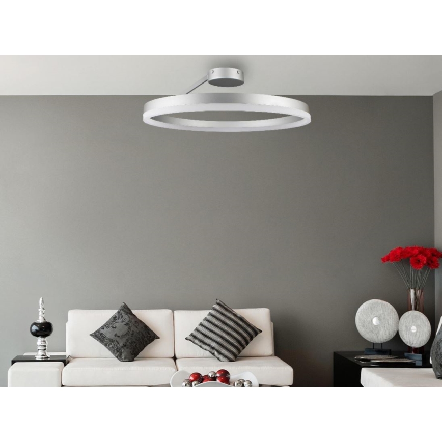 Светодиодная регулируемая накладная люстра LED/40Вт/230В 3000-6500К матовый хром + пульт дистанционного управления