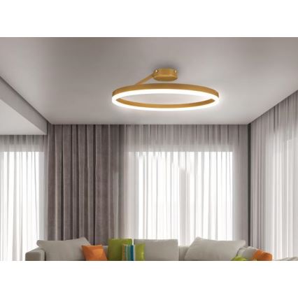 Светодиодная регулируемая накладная люстра LED/40Вт/230В 3000-6500К золотистая + пульт дистанционного управления