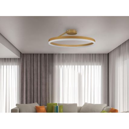 Светодиодная регулируемая накладная люстра LED/40Вт/230В 3000-6500К золотистая + пульт дистанционного управления