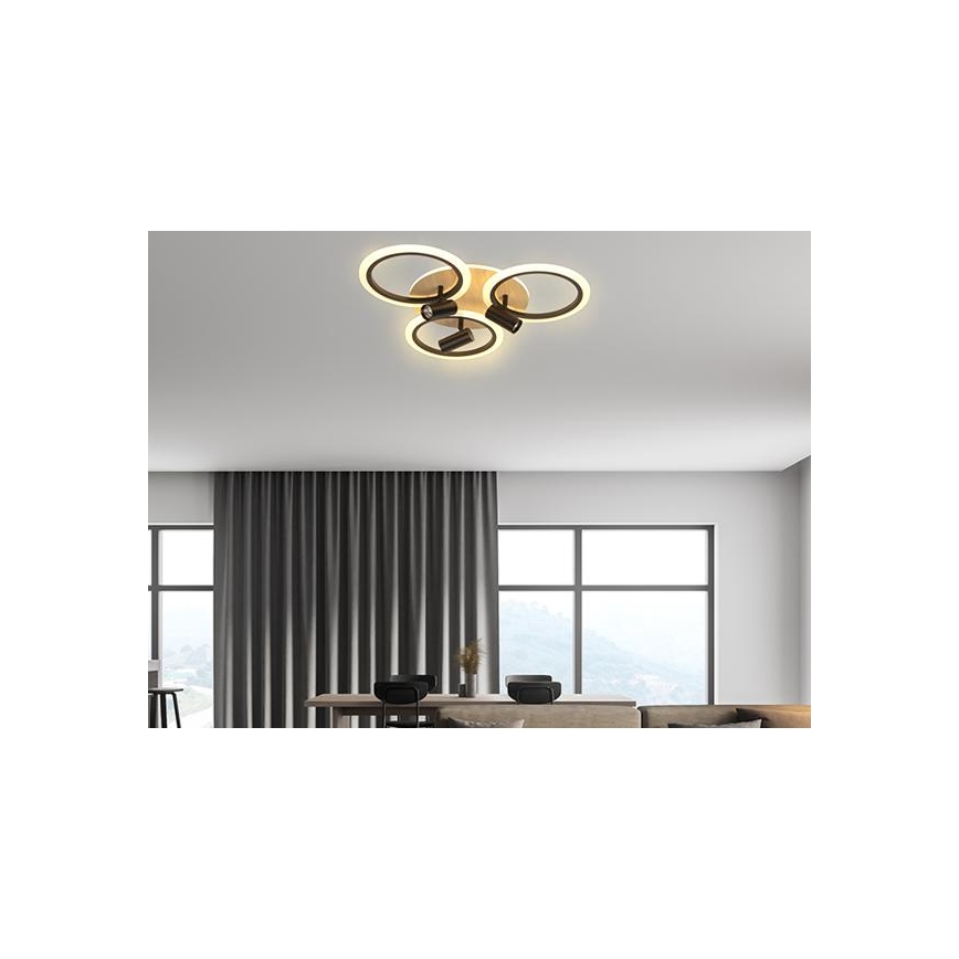 Светодиодный регулируемый потолочный светильник LED/70 Вт/230 В 3000-6500K черный/коричневый + пульт дистанционного управления