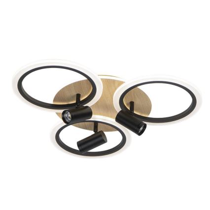 Светодиодный регулируемый потолочный светильник LED/70 Вт/230 В 3000-6500K черный/коричневый + пульт дистанционного управления