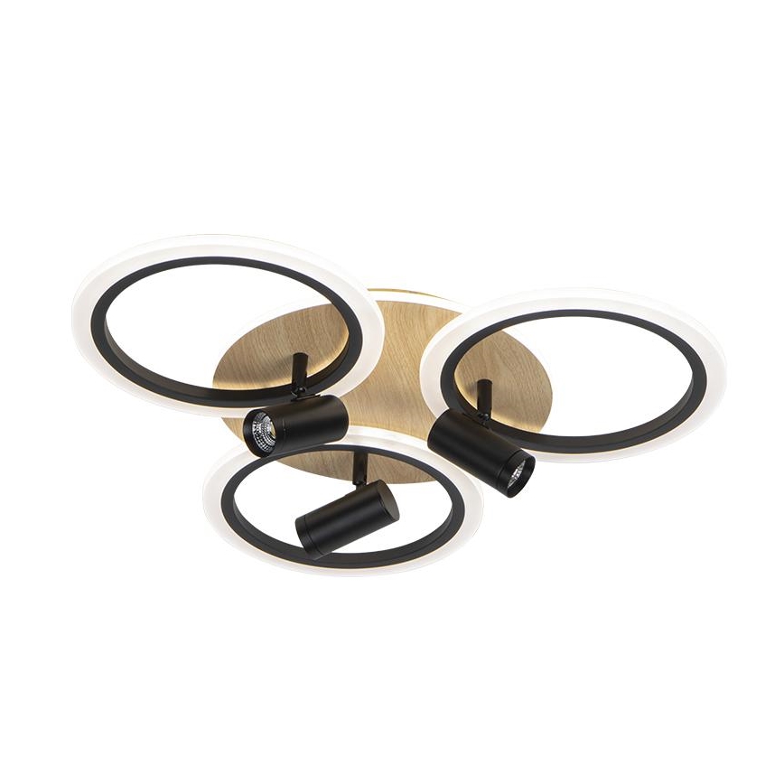 Светодиодный регулируемый потолочный светильник LED/70 Вт/230 В 3000-6500K черный/коричневый + пульт дистанционного управления