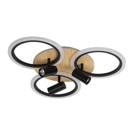 Светодиодный регулируемый потолочный светильник LED/70 Вт/230 В 3000-6500K черный/коричневый + пульт дистанционного управления