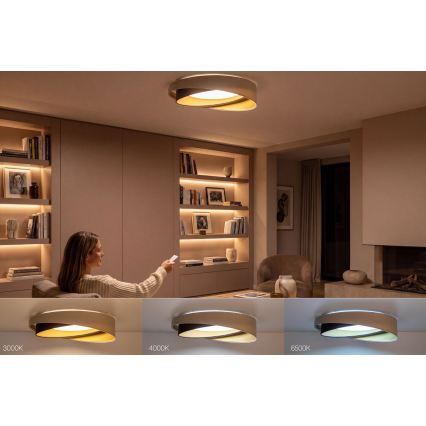 Диммируемый потолочный светильник LED SMART GALAXY MODERN LED/24 Вт/230 В 3000-6500K диам. 55 см бежевый/коричневый/золотой + с пультом дистанционного управления