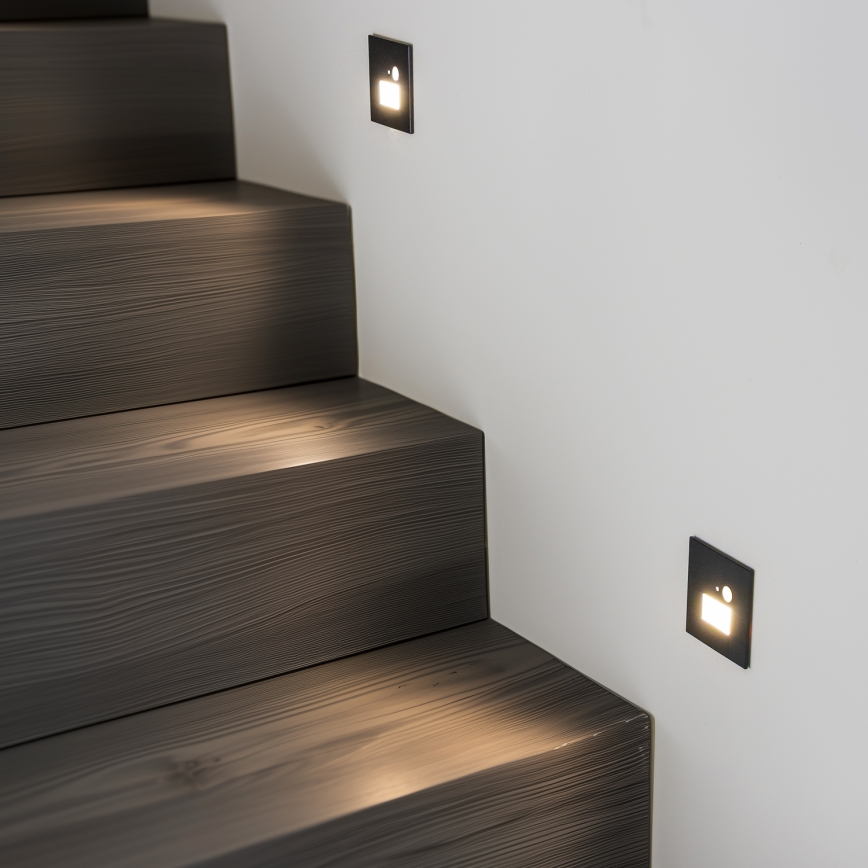 LED лестничный светильник с датчиком движения и сумерек LED/1,5 Вт/230 В 3000/4000/6000 К черный