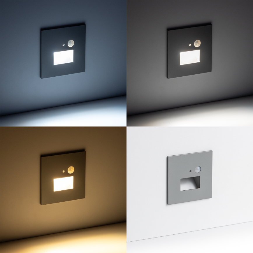 LED-светильник для лестницы с датчиком движения и сумерек LED/1,5 Вт/230 В 3000/4000/6500 К серебристый