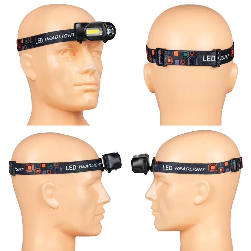Светоди headlamp с регулируемой яркостью, аккумуляторная, 2xLED/5V, IP44, 210 лм, 2000 мАч