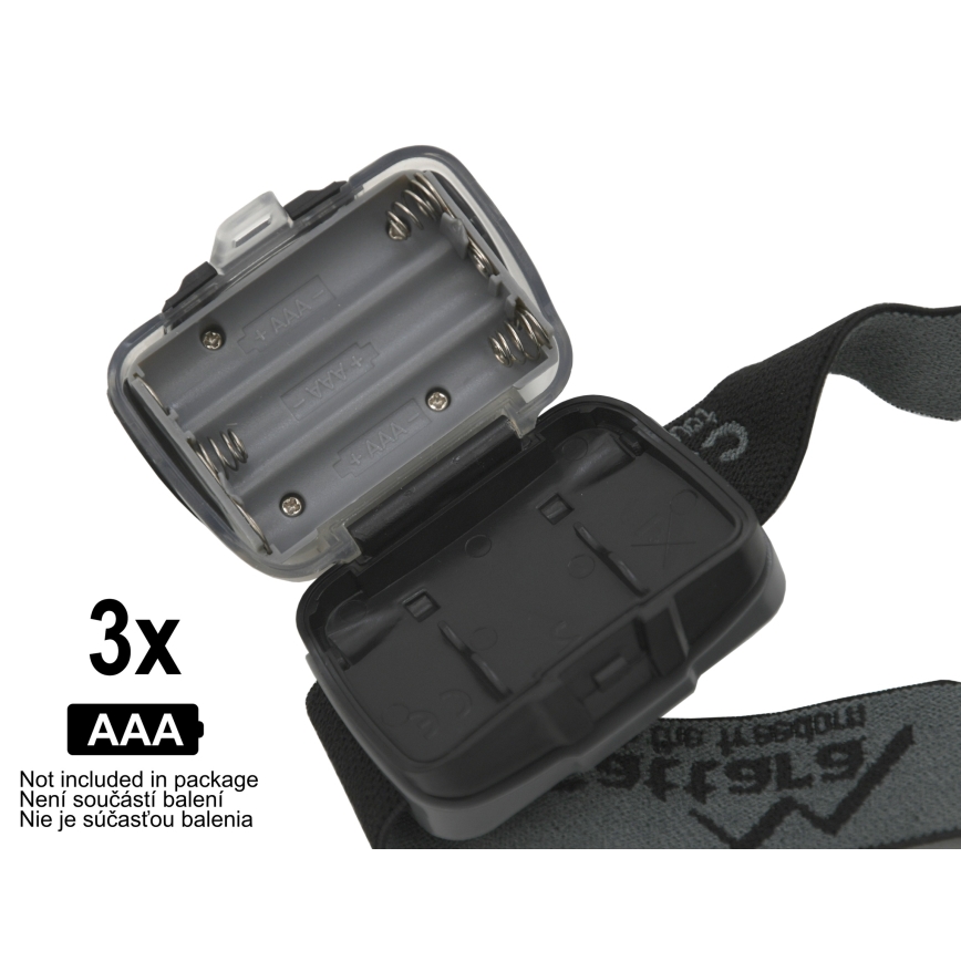 Светодиодный налобный фонарь LED/3xAAA черный