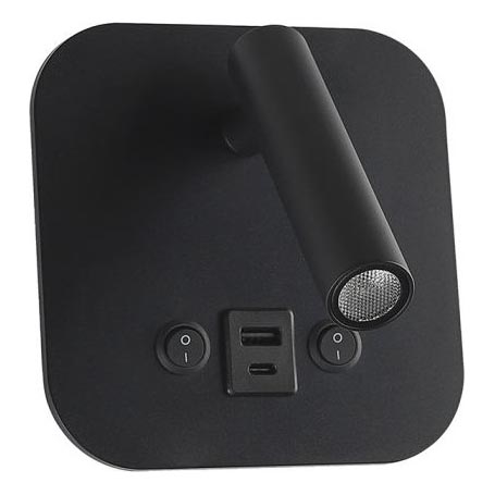 Светодиодный настенный спот с USB-портом LED/8W/230V 3000K чёрный