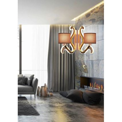 Светодиодный настенный светильник AMBROSIA 2xE14/40W/230V + LED/12,3W медный