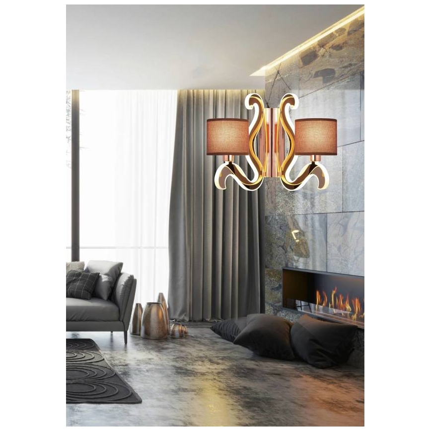 Светодиодный настенный светильник AMBROSIA 2xE14/40W/230V + LED/12,3W медный