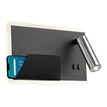 Светодиодный настенный светильник BOARD LED/7,8W/230V + LED/3W черный/блестящий хром