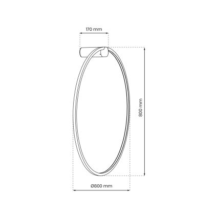 Светодиодный настенный светильник для ванной комнаты SATURNO LED/46W/230V диаметр 80 см IP44 антрацит