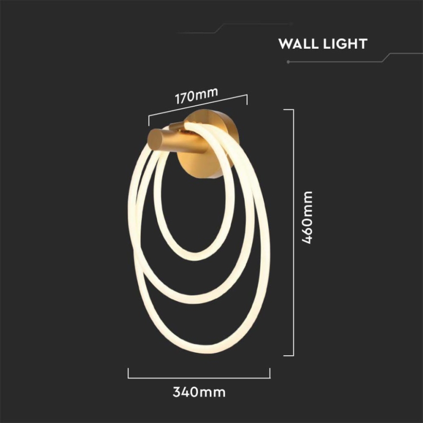 Светодиодный настенный светильник LED/37W/230V 3000K золотистый