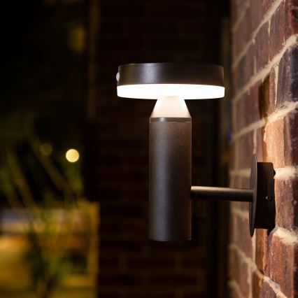Светодиодный настенный светильник на солнечной батарее с датчиком GWINEA LED/4,5W/3,7V 2000 mAh IP44 черный