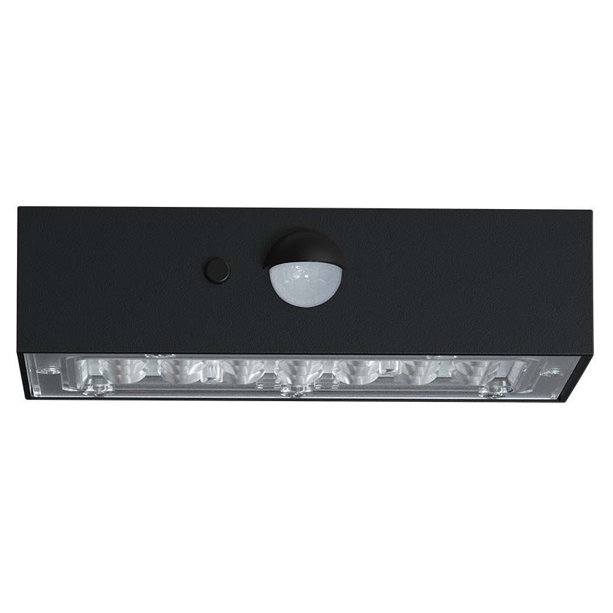 Светодиодный настенный светильник на солнечной батарее с датчиком LED/3W/3,7V 3000K/4000K IP65 1200 mAh черный