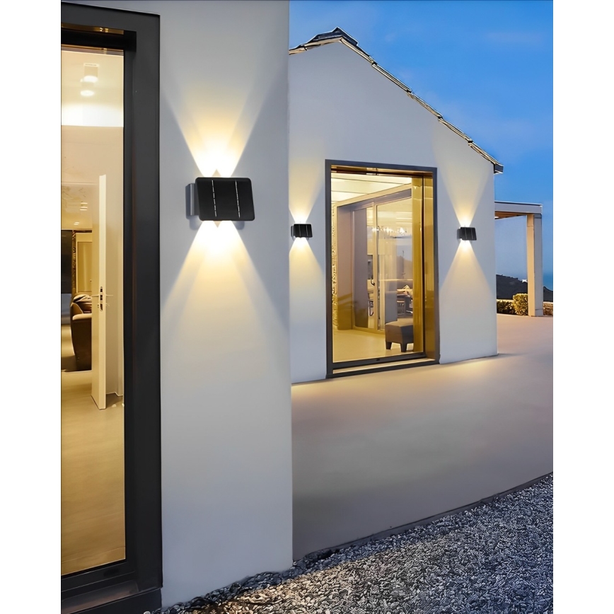 Светодиодный настенный светильник на солнечной батарее 4xLED/1,5W/3,7V 1500 mAh IP54 черный