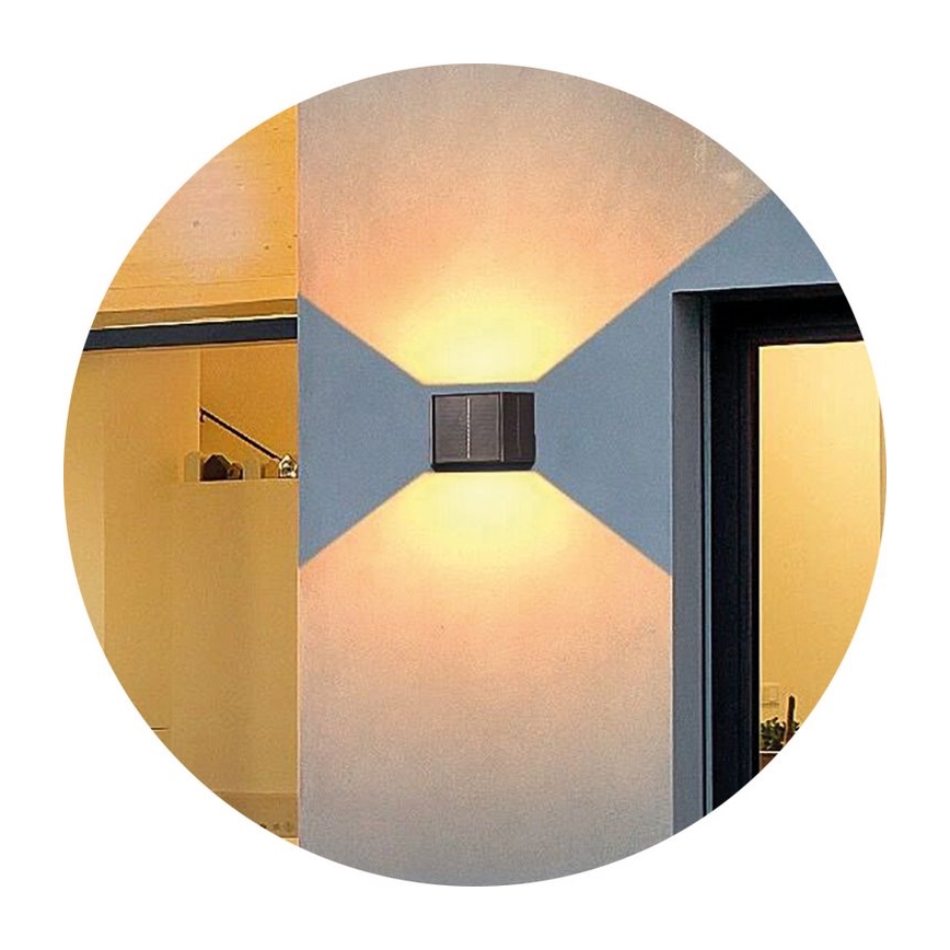 Светодиодный настенный светильник на солнечной батарее CUBUS 2xLED/1,5W/3,7V IP54