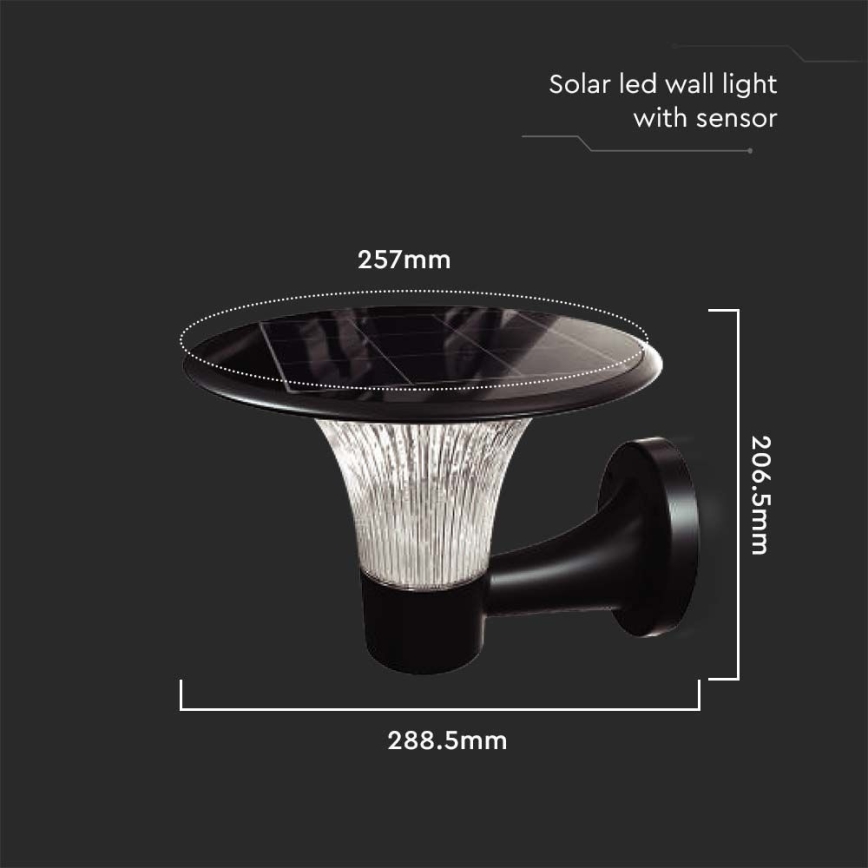 Светодиодный настенный светильник на солнечной батарее с датчиком LED/15W/3,2V 4000K/6000K IP65