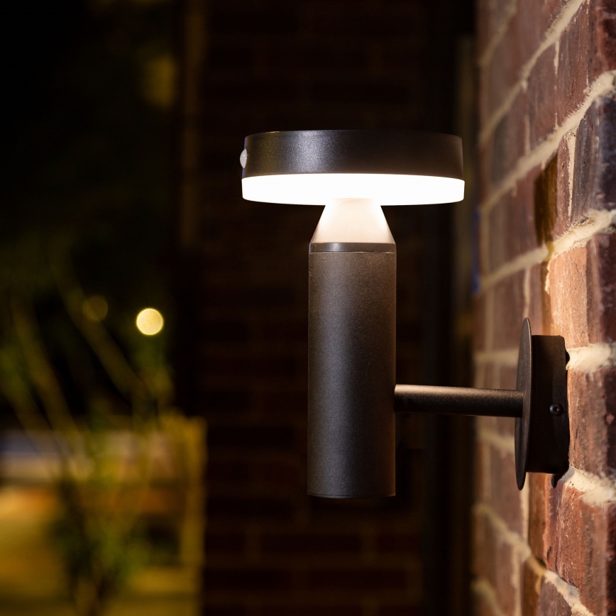 Светодиодный настенный светильник на солнечной батарее с датчиком GWINEA LED/4,5W/3,7V IP44 черный