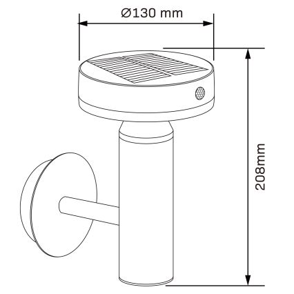 Светодиодный настенный светильник на солнечной батарее с датчиком GWINEA LED/4,5W/3,7V IP44 черный