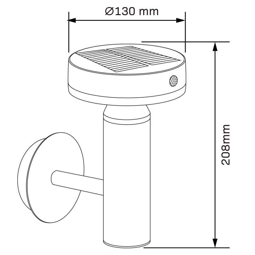 Светодиодный настенный светильник на солнечной батарее с датчиком GWINEA LED/4,5W/3,7V IP44 черный