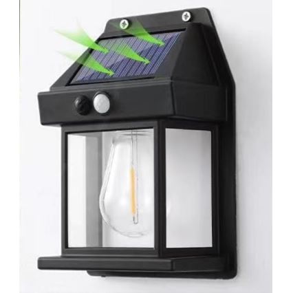 Светодиодный настенный светильник на солнечной батарее с датчиком LANTER LED/1W/3,7V 1200 mAh IP44 черный