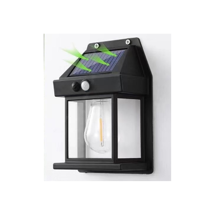 Светодиодный настенный светильник на солнечной батарее с датчиком LANTER LED/1W/3,7V 1200 mAh IP44 черный