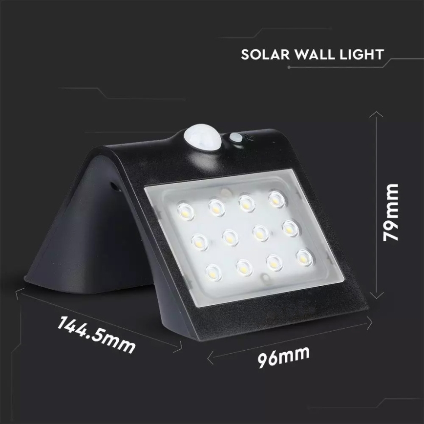 Светодиодный настенный светильник на солнечной батарее с датчиком LED/1,5W/3,7V IP65 1200 mAh