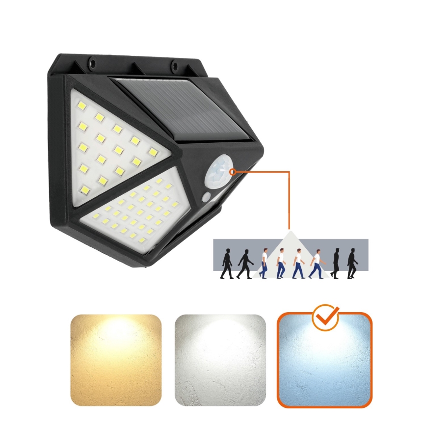 Светодиодный настенный светильник на солнечной батарее с датчиком LED/1W/3,7V 6500K IP44