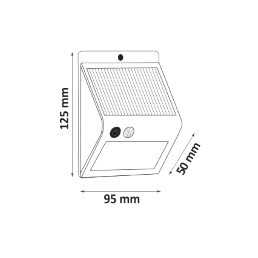Светодиодный настенный светильник на солнечной батарее с датчиком LED/2,2W IP44