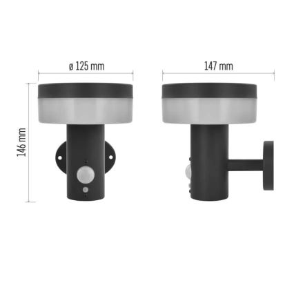 Светодиодный настенный светильник на солнечной батарее с датчиком LED/2W/3,7V 1200 mAh IP44