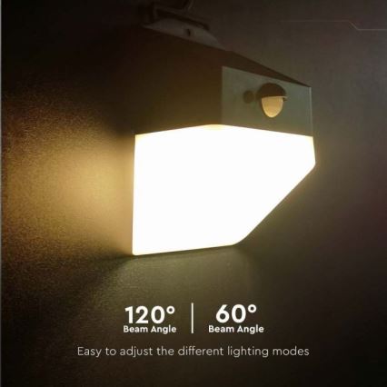 Светодиодный настенный светильник на солнечной батарее с датчиком LED/2W/3,7V 4000K IP65