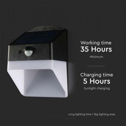 Светодиодный настенный светильник на солнечной батарее с датчиком LED/2W/3,7V 4000K IP65