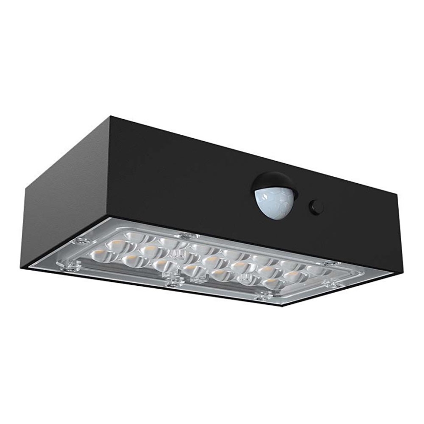 Светодиодный настенный светильник на солнечной батарее с датчиком LED/3W/3,7V 3000K/4000K IP65 1200 mAh черный
