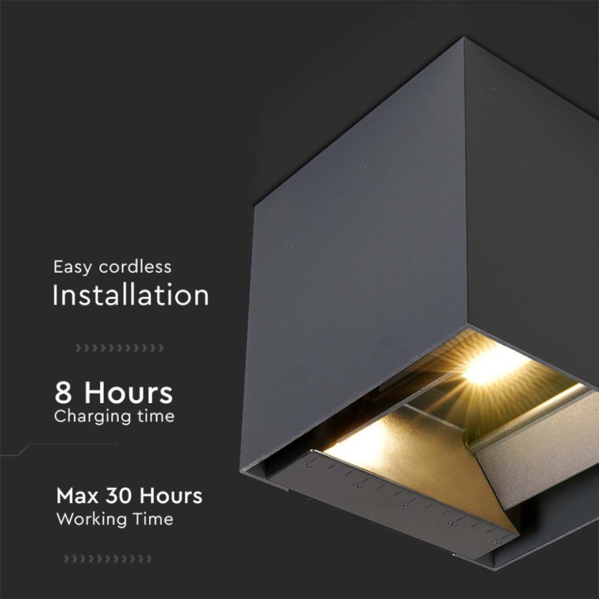 Светодиодный настенный светильник на солнечной батарее с датчиком LED/3W/3,7V IP65 4000K 2600 mAh черный