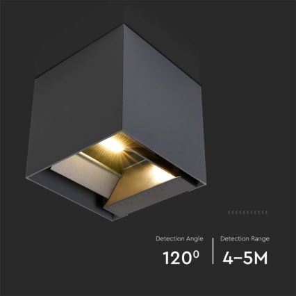 Светодиодный настенный светильник на солнечной батарее с датчиком LED/3W/3,7V IP65 4000K 2600 mAh черный