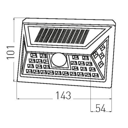 Светодиодный настенный светильник на солнечной батарее с датчиком LED/5W IP44