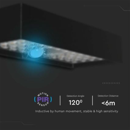 Светодиодный настенный светильник на солнечной батарее с датчиком LED/6W/3,7V IP65 4000K черный