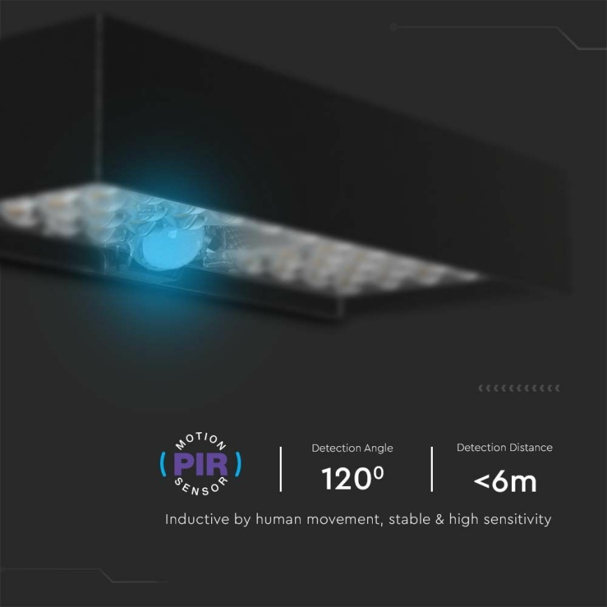 Светодиодный настенный светильник на солнечной батарее с датчиком LED/6W/3,7V IP65 4000K черный