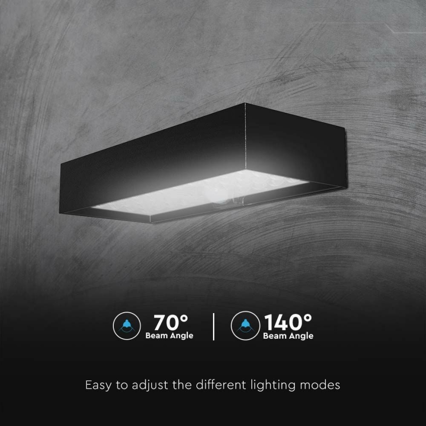 Светодиодный настенный светильник на солнечной батарее с датчиком LED/6W/3,7V IP65 4000K черный