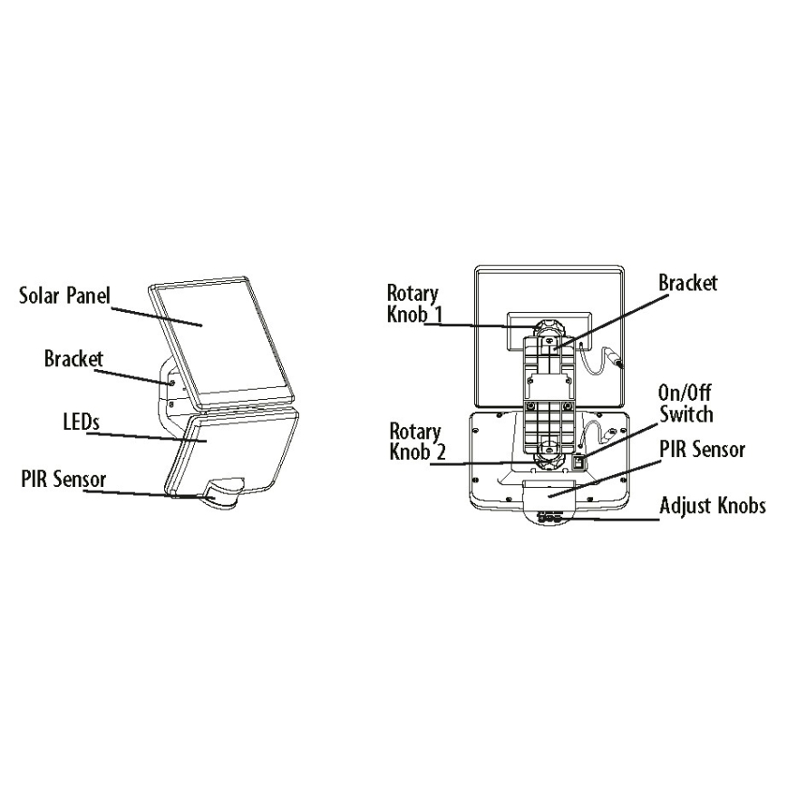 Светодиодный настенный светильник на солнечной батарее с датчиком LED/8W/3,7V 2000 mAh IP54