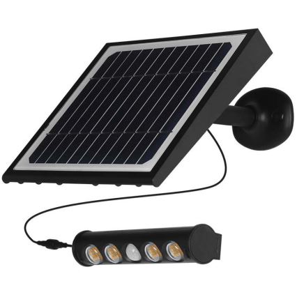 Светодиодный настенный светильник на солнечной батарее с датчиком LED/8W/3,7V IP65 6000K