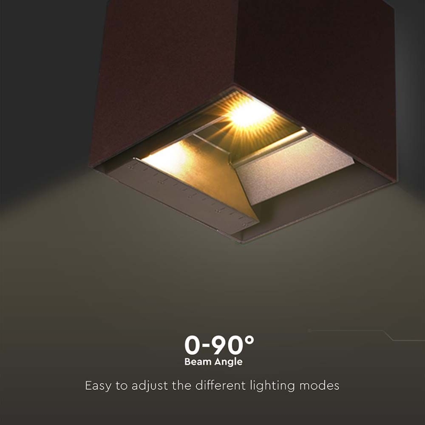 Светодиодный настенный светильник на солнечной батарее с датчиком LED/9W/3,7V 3000/4000/5000K 2600 mAh IP65 коричневый