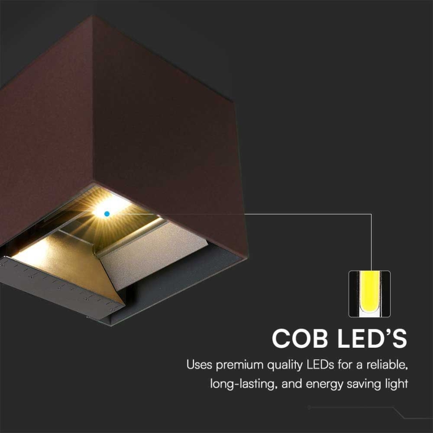 Светодиодный настенный светильник на солнечной батарее с датчиком LED/9W/3,7V 3000/4000/5000K 2600 mAh IP65 коричневый