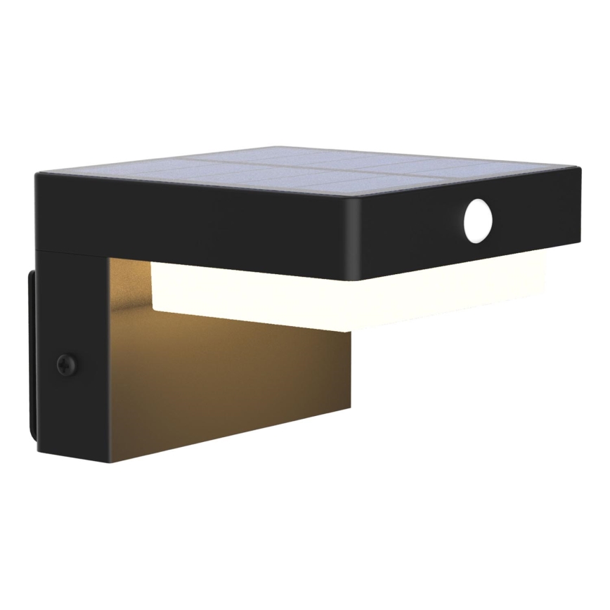 Светодиодный настенный светильник на солнечной батарее с датчиком MALI LED/4,5W/3,7V 2000 mAh IP44 черный