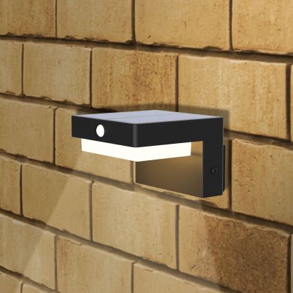 Светодиодный настенный светильник на солнечной батарее с датчиком MALI LED/4,5W/3,7V 2000 mAh IP44 черный